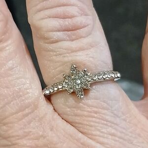 Starburst Pavé Ring with Clear Stones in Silver-Tone